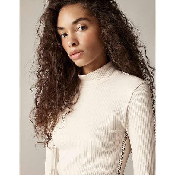 J Crew Premium Rib Turtleneck Top XS White NWT Cream Sweater CF279 J.Crew - Picture 1 of 4